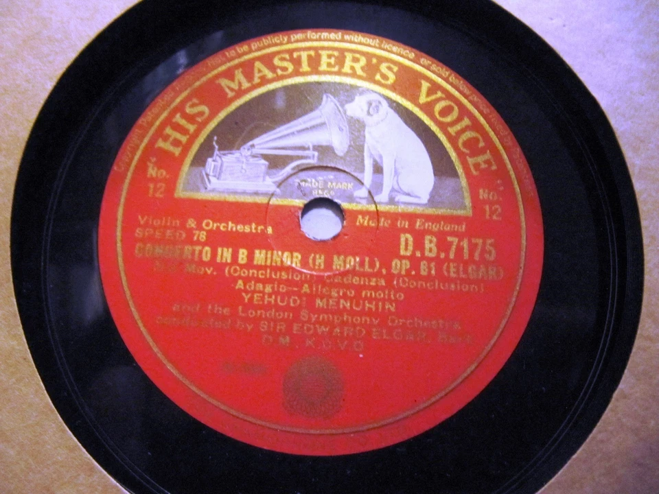 1932 EDWARD ELGAR Cond YEHUDI MENUHIN Violin Concerto in B Minor VICTOR M-174 Foto 4 de 4