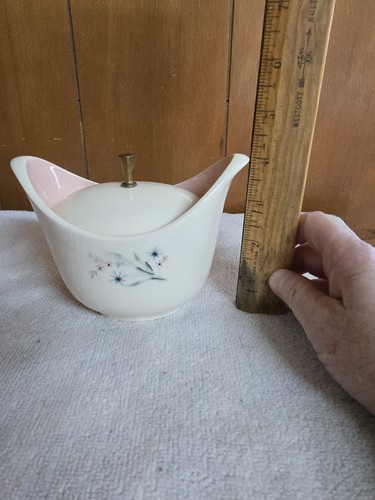 Taylor Smith And Taylor Creamer And Sugar Bowl W/Lid Windemere Pink Vtg 1960... - Picture 20 of 23