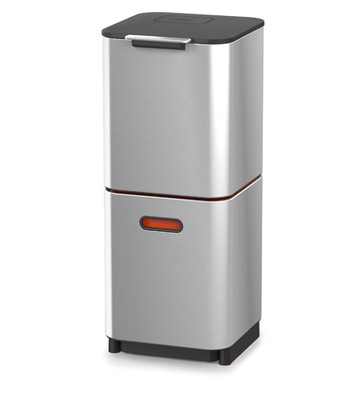 Joseph Joseph Totem Compact 40L Stainless Steel Waste Recycling Trash Bin
