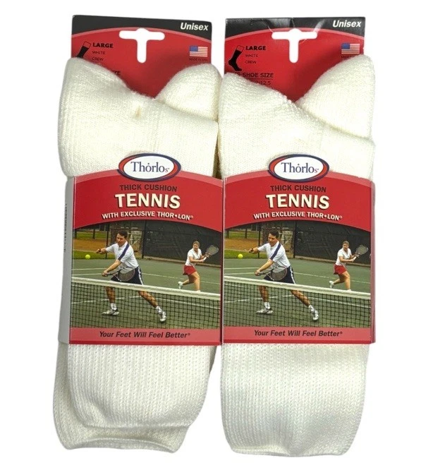 Vintage Lot Thorlo TX-13 Tennis Socks Foot Equipment Large Crew MADE In USA