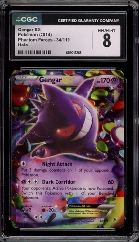Pokemon Gengar EX XY Phantom Forces Holo Ultra Rare #34 CGC 8