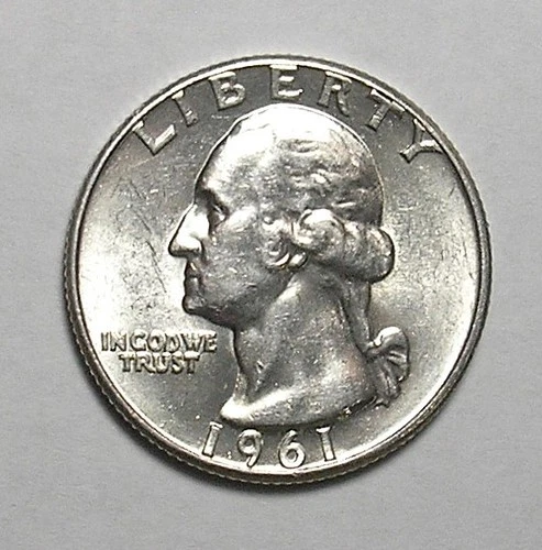 AU+ 1961 Washington quarter 90% Silver, as pictued + Free Shipping