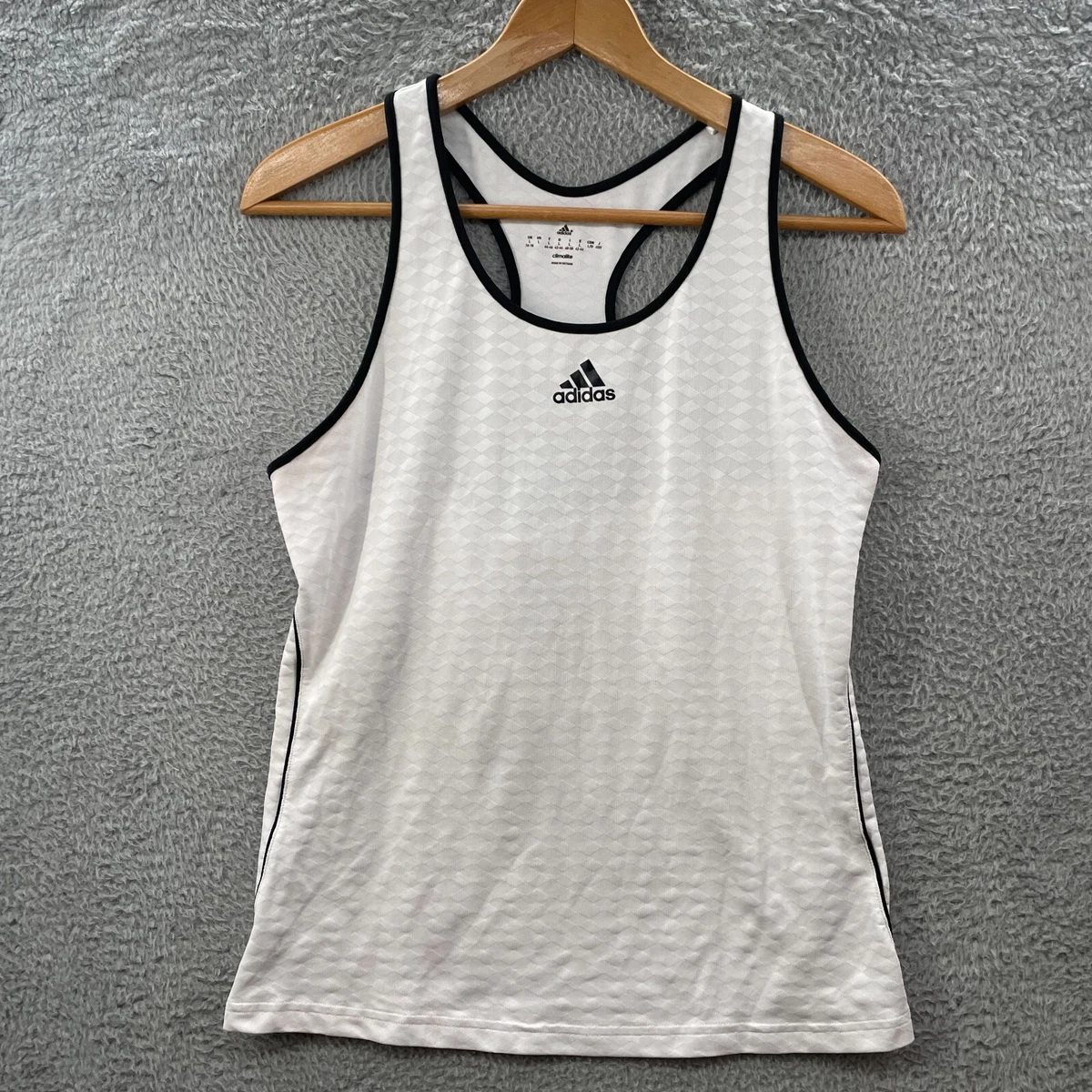 Adidas Shirt Womens Large White Tank Top Climalite Open Back Sleeveless  Athletic