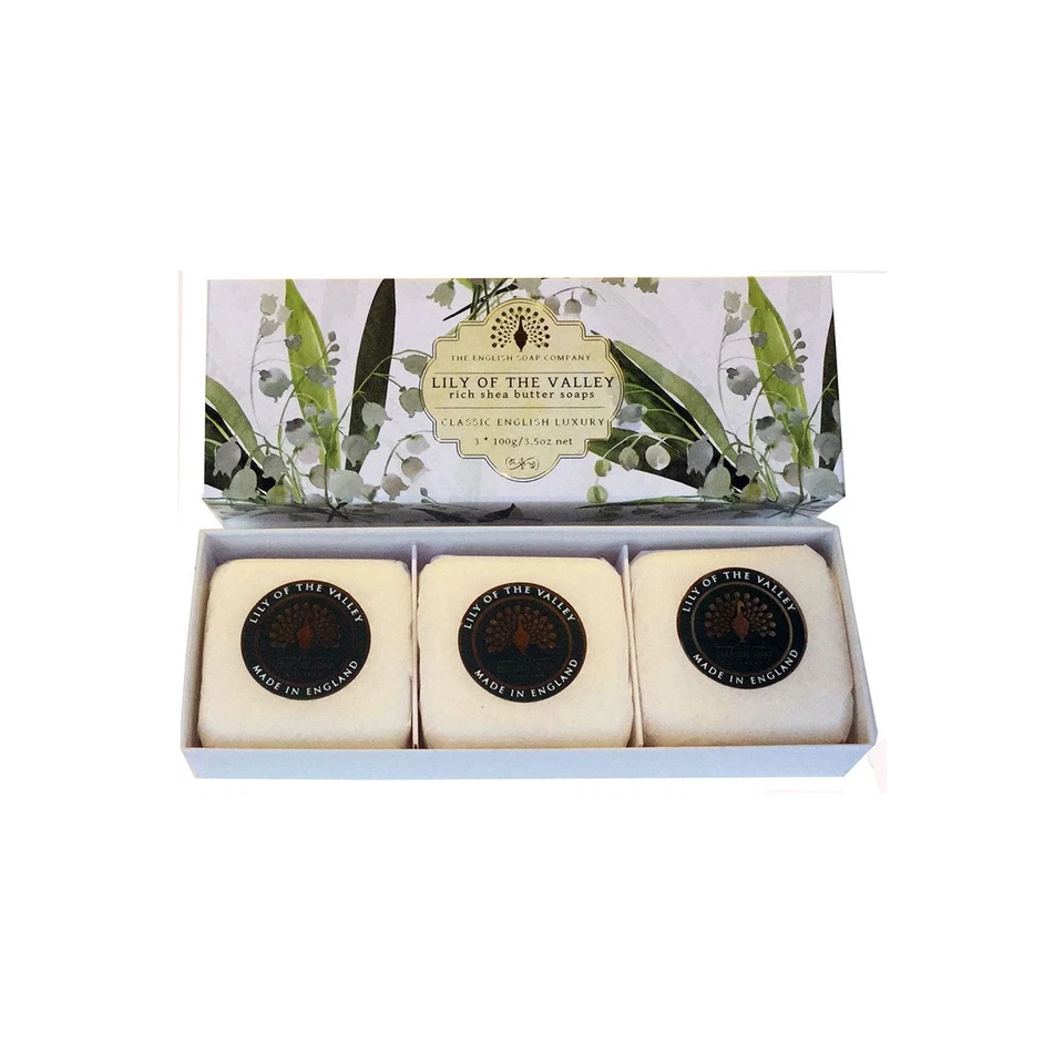 THE ENGLISH SOAP COMPANY English Soap Company 3 x 100g Lily of the Valley Small Scented Luxury Soap Bars