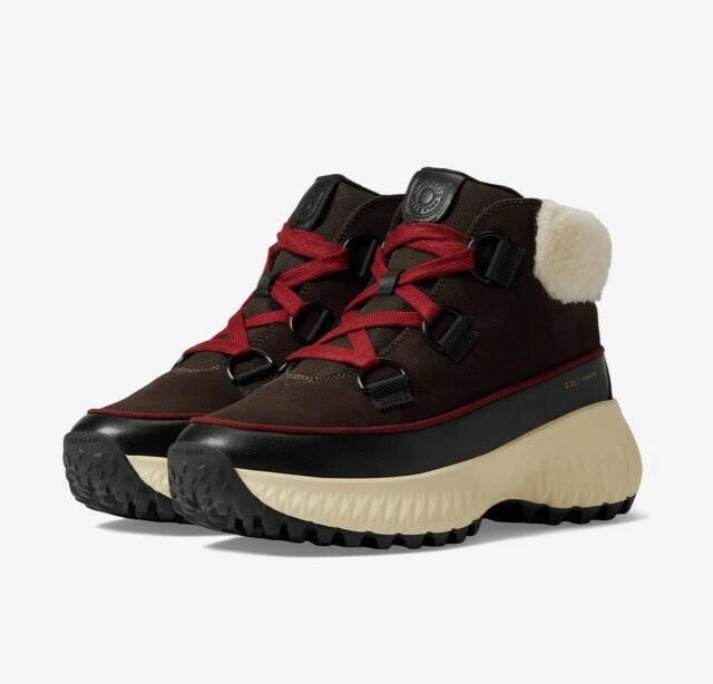 Cole Haan Zerogrand Flurry Faux Shearling Trimmed Hiker Boot Size 9.5 Brown