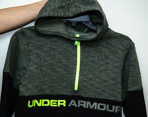 AWESOME UNDER ARMOUR YOUTH BOY ATHLETIC HOODIE SWEATSHIRT L 14-16 GRAY BLACK $55 - Picture 2 of 4