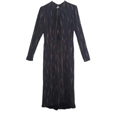 Long-Sleeve High-Neck Shimmery Body-Hugging Dress with Peek-a-Boo - Size Large