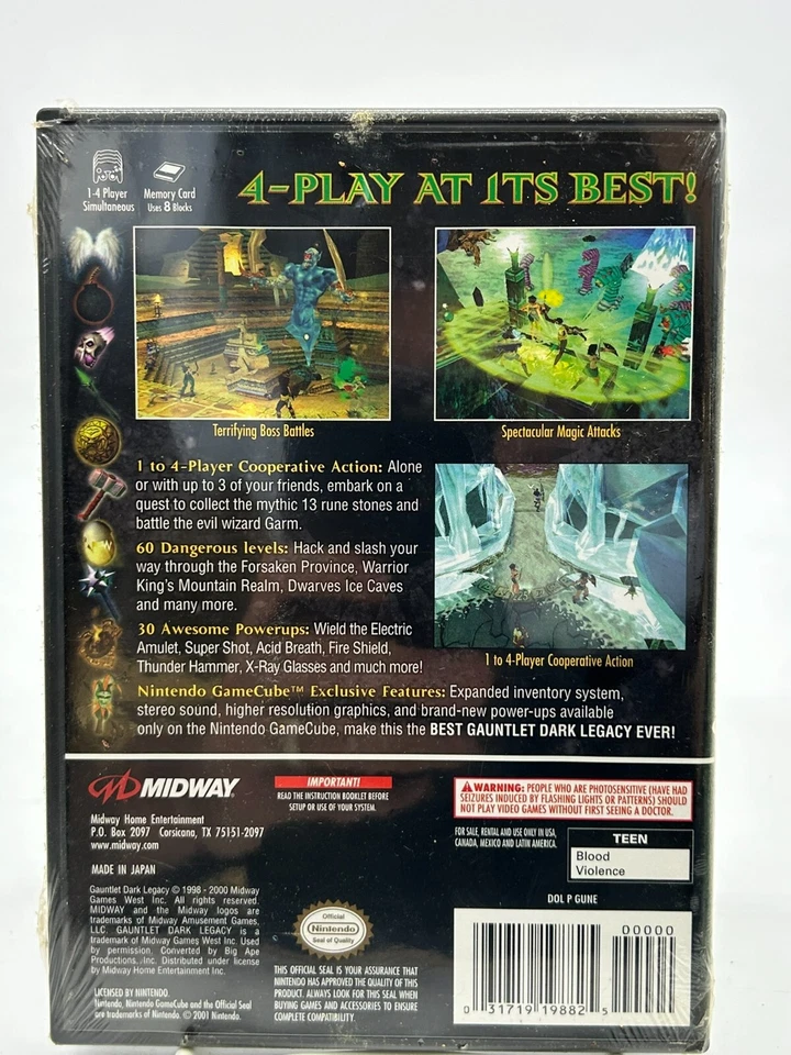 Gauntlet Dark Legacy 官方任天堂 GameCube 2001 动作视频游戏密封 — 第 2/3 张图片