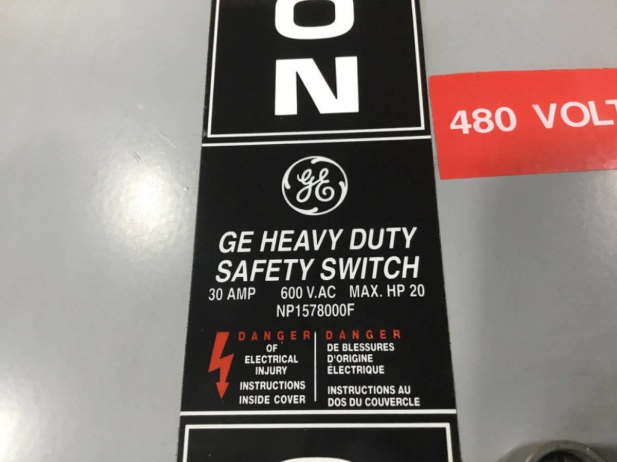 GE HEAVY DUTY SAFETY SWITCH 30 AMP 600VAC NP1578000F 30A