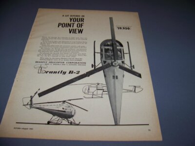 1961 BRANTLY B-2 ''YOUR POINT OF VIEW''...1-PAGE SALES AD...RARE! (209U)