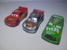 Disney Pixar Cars Lot x3 Lightning McQueen King Chick Hicks Diecast Metal 1:55