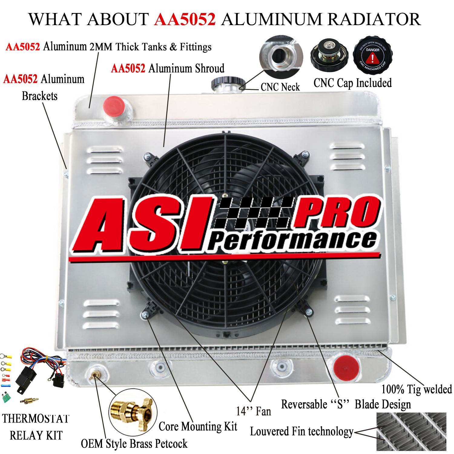 4-ROW 62MM RADIATOR+SHROUD FAN+RELAY FITS 1962-1967 CHEVY NOVA CHEVY II V8 AT
