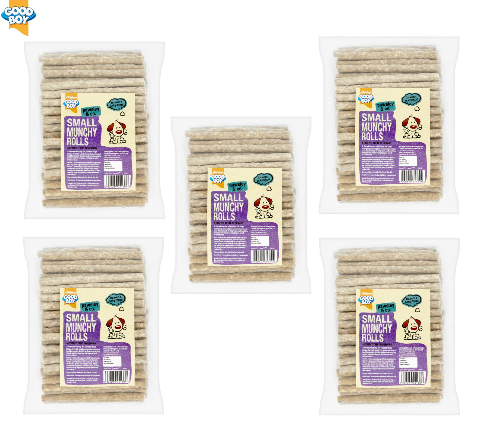 GOODBOY PREMIUM QUALITY MUNCHY ROLLS 500 VALUE PACK NATURAL DOG TREAT CHEW 05130