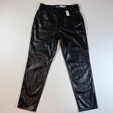 NWT Old Navy High-Waisted OG Straight Faux-Leather Ankle Pants size 8 Black NEW 