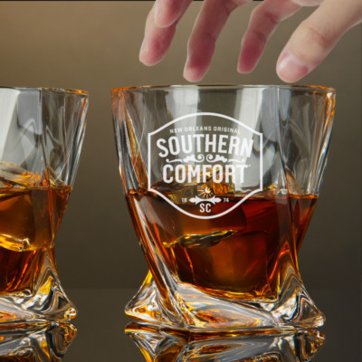 Custom Engraved Southern Comfort Whiskey Glass   10 oz Twisted Rocks Glass