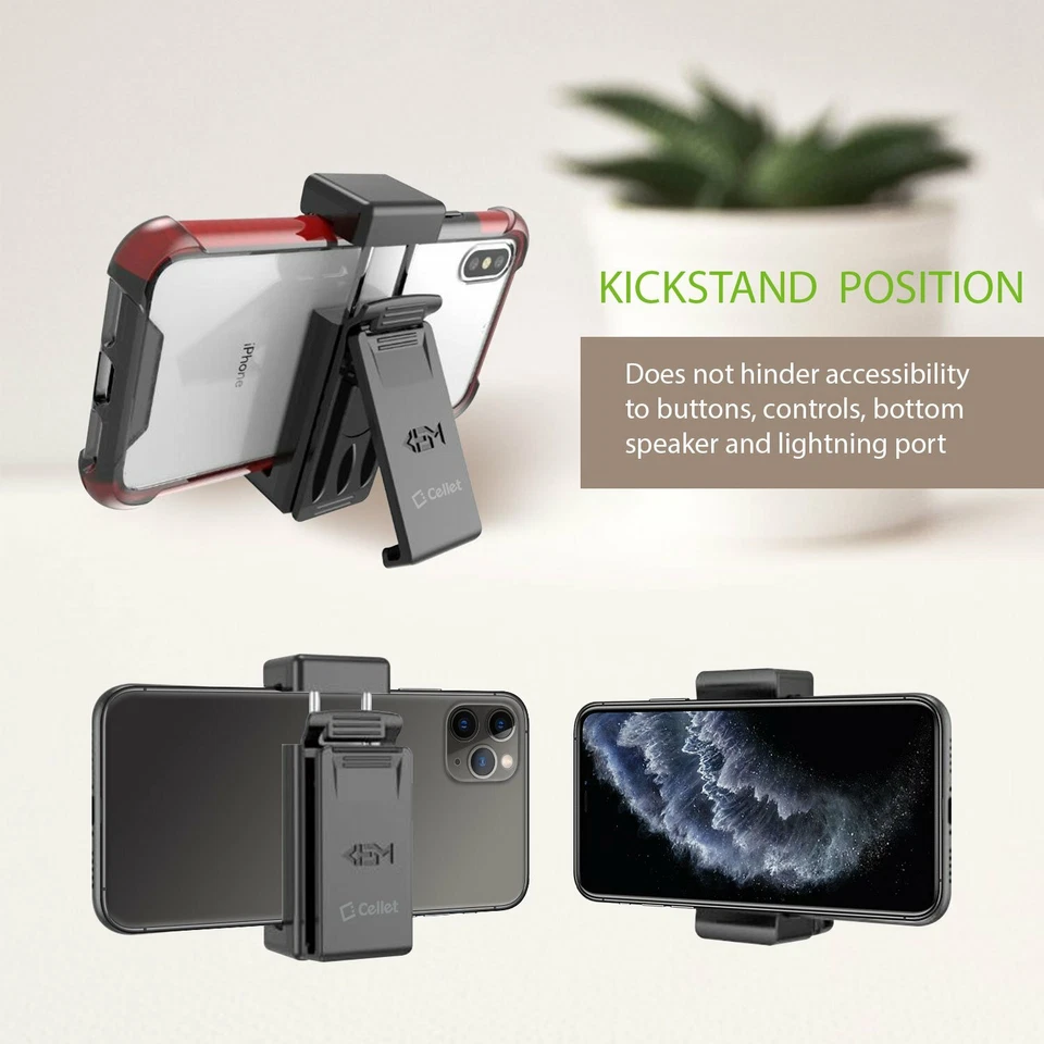 Cellet Universal Heavy Duty 360° Swivel Belt Clip Holder w/ Kickstand - Fits All - Image 4 of 4