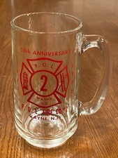 1972 WAYNE NJ POL Fire Dept Co #2 50th Anni Logo Emblem Seal Hook Ladder Stein