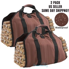 Large Canvas Log Tote Bag Firewood Log Carrier Waterproof for Carrying Wood