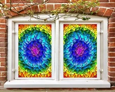3D Colored Circle A164 Window Film Print Sticker Cling Stained Glass UV Zoe