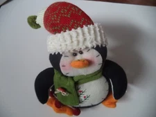 Hanna's Handiworks Stuffed Holiday Decorative Penguin With Scarf And Hat