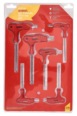 6 Stck. T-Griff magnetischer Torx-Schraubenschlüssel doppelter Stern T10 T15 T20 T25 T30 T40 CRV
