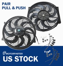 2x 14 In Universal 8blades Pull Push Racing Electric Radiator Engine Cooling Fan