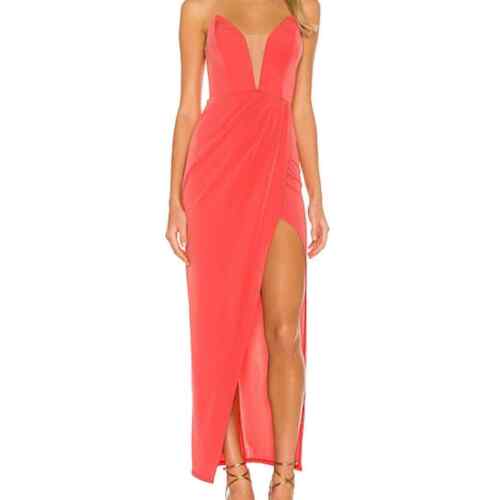 Michael Costello x Revolve Jake Dress Gown Coral Med Formal Homecoming Wedding - Afbeelding 1 van 12