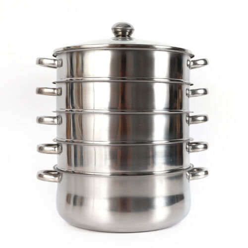 26/28/30cm Stainless Steel Steam Cooker Steamer Pan Cook Food Pot Set 5 Layers - Afbeelding 1 van 47