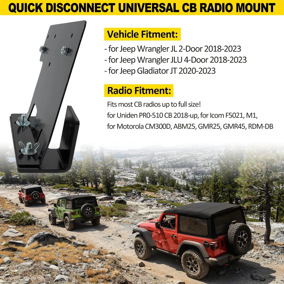 Soporte lateral universal para pasajero con montaje de radio CB para Jeep Wrangler JL 2018-2023 Foto 2 de 4