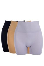Yummie Women's 3-pack Mona Seamless Shaping Short Black/Grey/Almond