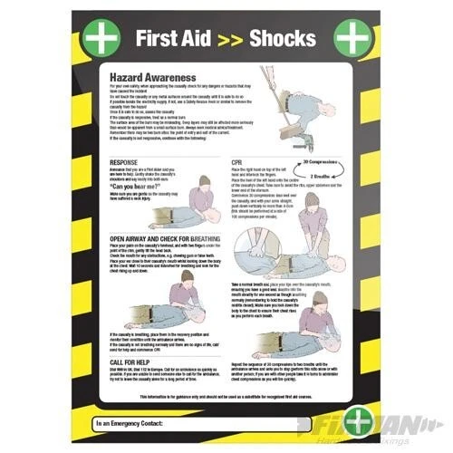 Fixman Electric Shock First Aid, Hazard, CPR, Sign Poster 590 x 420mm Laminated - Picture 1 of 3