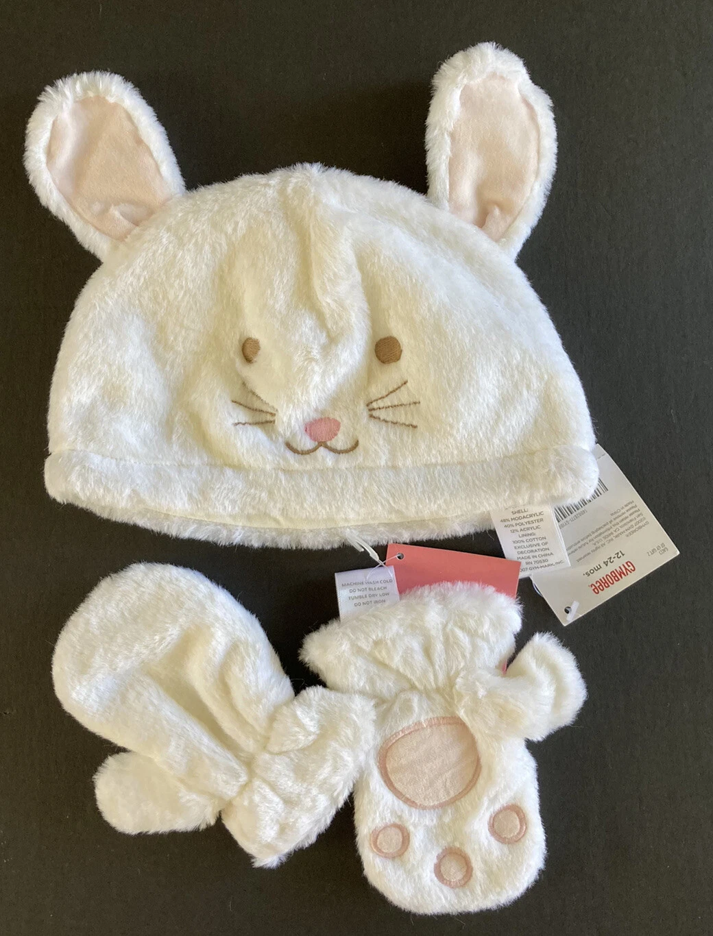 NWT Gymboree Snow Princess 12-24 Months Faux Fur Bunny Hat & Mittens