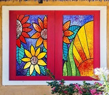3D Orange Petals ZHU757 Window Film Print Sticker Cling Stained Glass UV Zoe