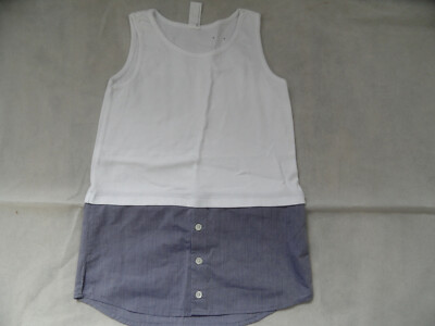 ARCH&LINE schönes Top mit Blusensaum weiß blau Gr. 125 ( 128 ) TOP BI720