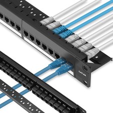 Rapink Patch Panel 24 Port Cat6A with Inline Keystone 10G Support, Pass-Thru ...