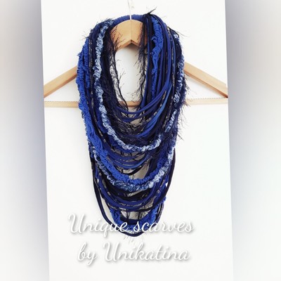 Royal blue Scarf Necklace Chunky Necklace Multi Stranded Scarf Festival outfit