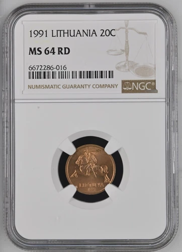 Lithuania 20 Centu 1991 UNC NGC MS 64 RD