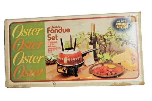 Oster Electric Fondue Set Red Pot Model 691 UNOPENED BOX Original Set Groovy