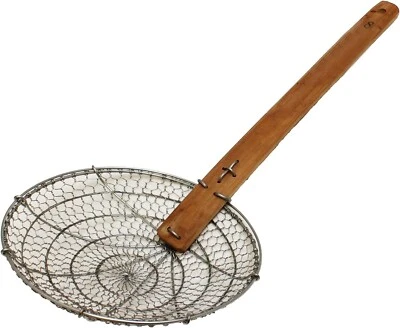 Thunder Group SLSKR008GV Galvanized Bamboo Handled Skimmer, 8-Inch, Coarse Mesh