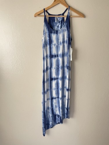 calvin klein jeans Women Tie Dye racerback stretch Dress Size S Blue White Beach