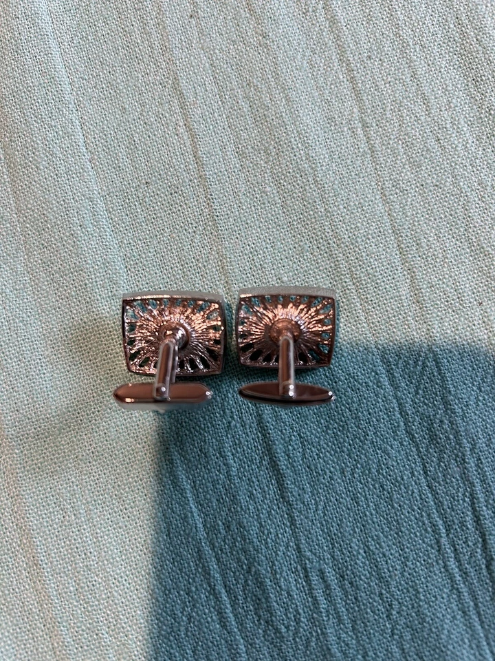 Gemelos vintage de zafiro estrella azul plateado Foto 4 de 4