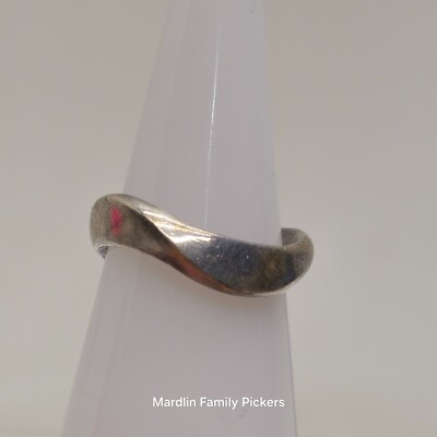 Palle Bisgaard P BIS Denmark Sterling Silver Modernist Wave Ring Sz 4.5 Vintage