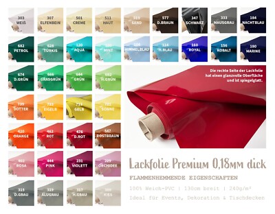 Lackfolie Premium Meterware, 30 Meter Rollen doppelt gelegt = 2 x (15m x 130cm)