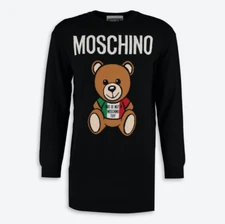 MOSCHINO COUTURE Black Wool Knitted Bear Mini Dress - XS