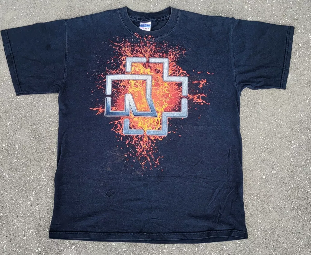 Vintage 2001 Rammstein Hier Kommt Die Sonne T-Shirt Double Sided Size M *READ*