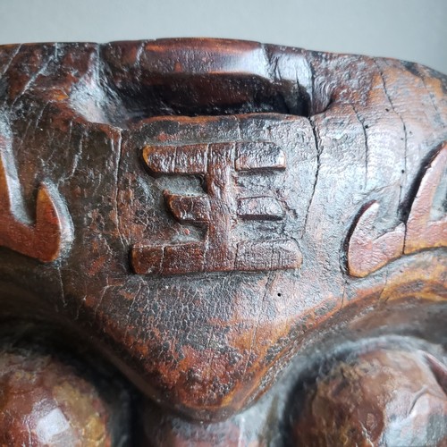 Chinese Mask Late Ming To Early 1650 Qing Carved Heavy Wood From Mountain Villag - Picture 5 of 6