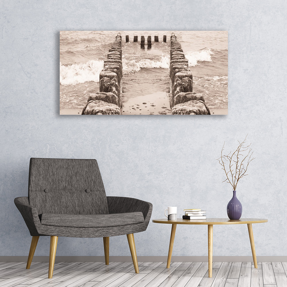 Image sur verre acrylique tableau impression 120x60 architecture mer et plage
