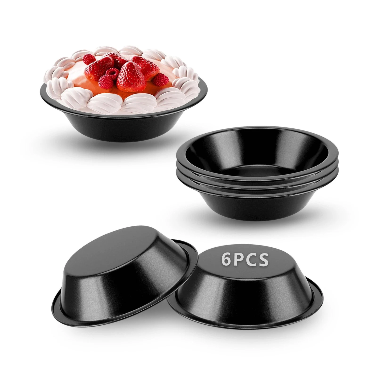 6 PCS Mini Pie Pans 4 Inch Carbon Steel Tart Pans Reusable Tins Black
Opens in a new window or tab