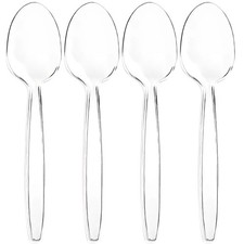 Premium Disposable Clear Plastic Soup Spoons 50 Count  Transparent,