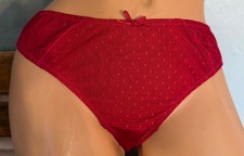 VTG Target Red Sheer Shiny Second Skin Nylon G-String Thong Bikini Panties XL